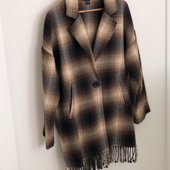 Karen Kane Plaid Fringe Jacket Size M - Picture 4 of 6